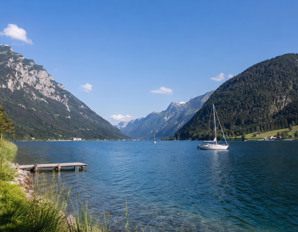 Achensee, Tirol (KI-generiertes Bild: erstellt mit ChatGPT von OpenAI)